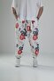 White Chinese Written Pleated Half Baggy