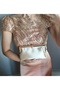 Women's Nude Satin Stone Detailed Wallet Clutch Model Portfolio Special Occasion and Evening Dress Bag - 3