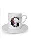 White Turkish Coffee Cup with Letter G Printed