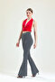 Women's Gray Flared Leg Diver Fabric High Waist Lycra Shaping Leggings Pants