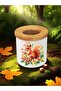 Squirrel and Flower Printed 3-Piece Wooden Ceramic Desktop Pen Holder Pencil Case Office Gift - 3