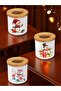 Snowman and Flower Printed 3-Piece Wooden Ceramic Desktop Pen Holder Pen Case Office Gift