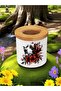 Dog and Flower Printed 3-Piece Wooden Ceramic Desktop Pen Holder Pencil Case Office Gift - 3