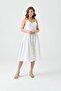 Heart Neck Gimped Adjustable Strap Full Length Buttoned Midi Length Linen Dress - 5