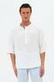 100% Cotton Natural Muslin Oversize Placket Collar Ecru Shirt Fakir Sleeve - 6