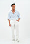 100% Cotton Natural Muslin Oversize Placket Collar Baby Blue Shirt Fakir Sleeve - 3