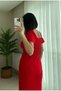 Madonna Collar Premium Fabric Collar Lace-Up Balloon Sleeve Slit Dress Elb080 - 5