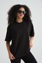 Unisex Oversize Basic Crew Neck Cotton T-Shirt Black - 4
