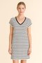 Women's Black Striped V Neck Wide Fit Casual Summer Dress - 5