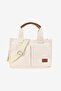Women's Canvas Fabric Multi-Compartment Daily Hand and Shoulder Bag - Beige