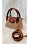Women's Faux Leather Strappy Medium Hand and Shoulder Bag Cream - 4