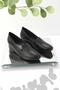 Black Leather Women's Wedge Heeled Shoes K01531199503 - 2