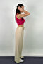 Polyamide Viscose Draped Ecru Palazzo Trousers - 3