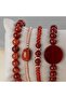 Red Agate Natural Stone Women's Bracelet Set - 4