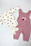 Heart Baby Girl Jumpsuit 3-Piece Jumpsuit Set – Sleeved Bodysuit, Pocket Jumpsuit and Socks |   3-6-9 Months Baby Clothes - 5