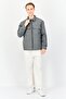 Men Heather Long Sleeve Puffer Jacket, Grey - 2