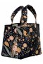 Women's Vegan Leather Black Medium Tote Bag - Bee with Flowers Design - 7