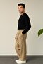 Men's Beige Color Pleated Lycra Comfortable Fit Baggy Fabric Trousers - 8