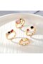 4 Pieces Gold Color Joint Ring Set Vip Mineral Multi Combination Women's Ring Set - 3