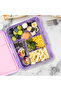 6 and 4 Convertible Bento Lunch Box w/ Steel Spoon and Fork Set and Alphabets Sticker - Butterfly - 6