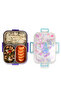 3 Compartment Stainless Steel bento Lunch Box, 800ml - Floral Purple - 3
