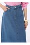 Etekucu Tassel Detailed Denim Skirt with Pockets - Blue - - 4