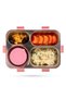 Stainless Steel 3 Compartment Bento Lunch Box w/ Spoon and Fork Set - Pink - 7