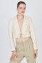 Natural Linen Look 100% Cotton Tie Detail Crop Blazer Jacket 7070 - 7