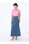 Etekucu Tassel Detailed Denim Skirt with Pockets - Blue - - 2