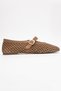 Ari̇an Earth Suede Genuine Leather Perforated Women's Ballerina Shoes - 6