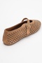 Ari̇an Earth Suede Genuine Leather Perforated Women's Ballerina Shoes - 5