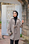 Women's Front Tie Kimono Gray
