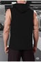 Men's Black Hooded Sleeveless Plain Undershirt Tshirt - 4