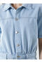 Indigo Shirt Collar Women's Jean Jumpsuit - 3