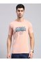 Men Peach Printed Round Neck T Shirt