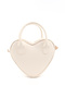 Cream Shk236 Faux Leather Zippered Single Compartment Heart Model Hand, Arm and Shoulder Bag - 3