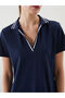 Navy blue polo neck a-line mini dress - 2