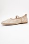 Juny Beige Mesh Flower Embroidered Women's Ballerina Shoes - 4