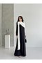 Black and White Bow Detailed Stone Embroidered Evening Dress - 2