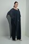 Women's Chiffon Stone Detail Cape Wide Leg Lycra Plus Size Jumpsuit