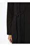 Hijab Modal Dress with Tie Detail - Black - Refka - 5