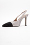 London Beige Black Silver Stone Women's High Heeled Shoes - 4