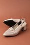 Women's Genuine Leather Stylish Buckle Detailed Pointed Toe Heeled Shoes Vdt.233 - 4
