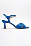 Melin Sax Blue Satin Cross Strap Women's Heeled Shoes - 6