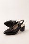 Women's Genuine Leather Stylish Buckle Detailed Pointed Toe Heeled Shoes Vdt.233 - 2
