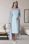 Women's Short Sleeve Striped Long Dress Maternity Nightgown Set