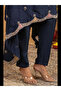 Navy Blue Embroidered Women Asymmetric Kurta Set - 4
