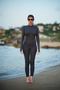 Women's Pool/Sea/Beach Long Front Zipper Detailed Checkered Swimsuit Jumpsuit - 4