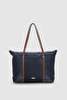 Velie Parachute Fabric Striped Shopper Bag Navy Blue-Tan