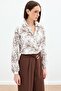 Floral Embroidered Viscose Shirt - Brown - 7